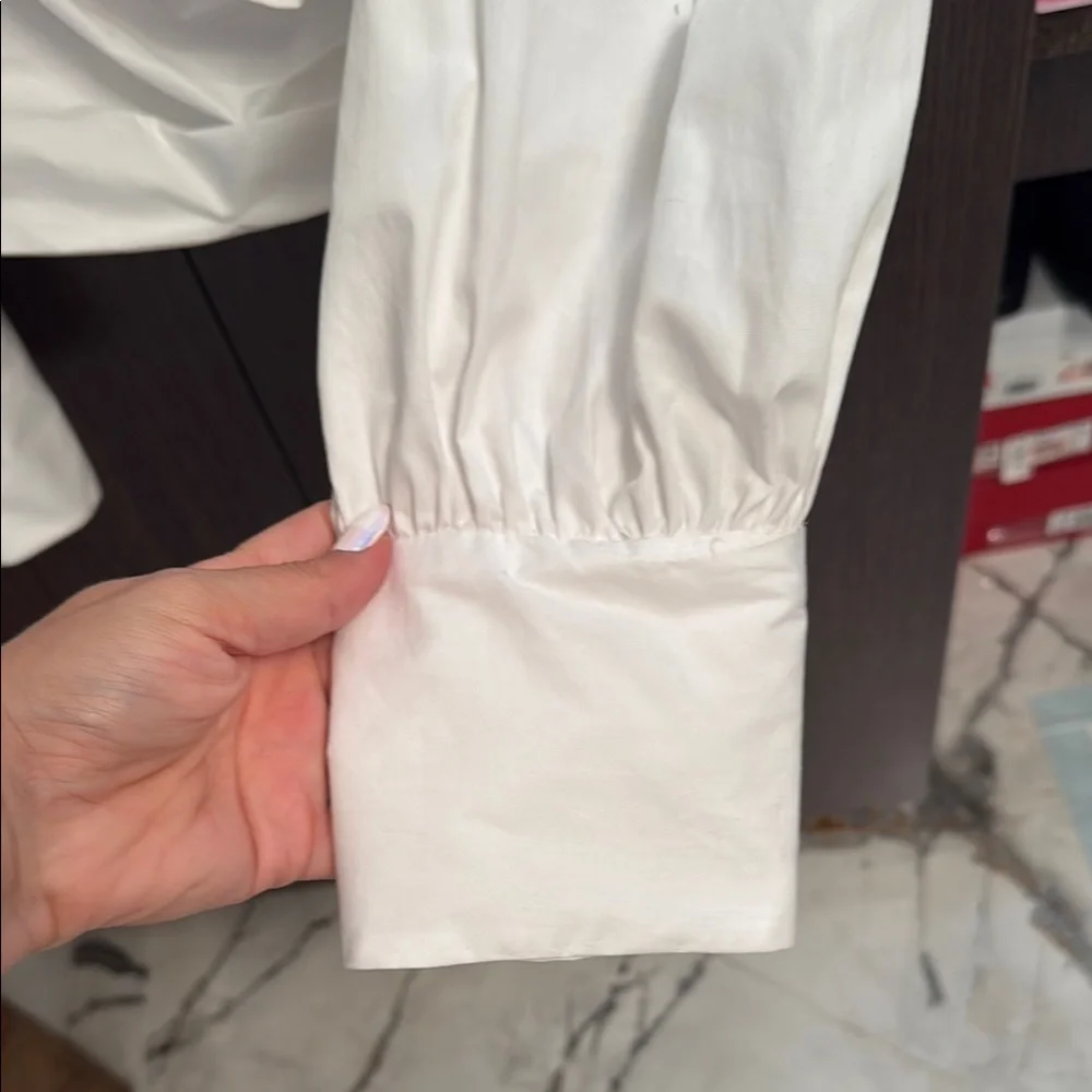 Zara White Long Sleeve Blouse NEW M